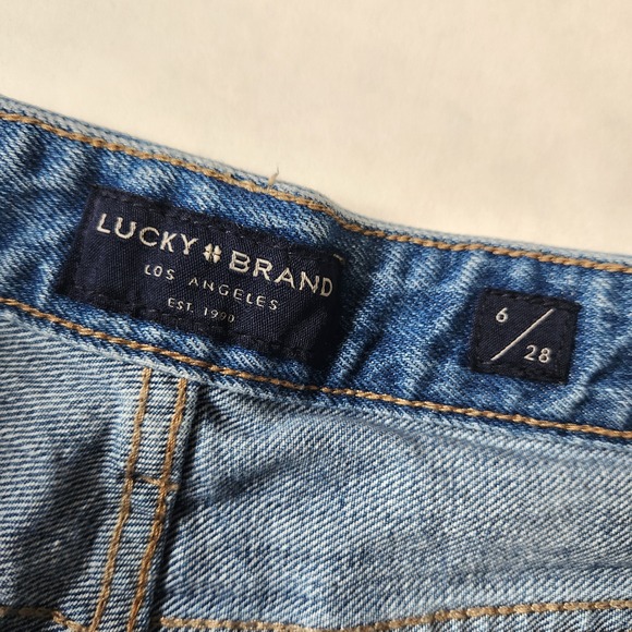 Lucky Brand Boyfriend Shorts Womens 6/28 Blue Distressed Button Fly Cuffed Denim - Picture 3 of 8